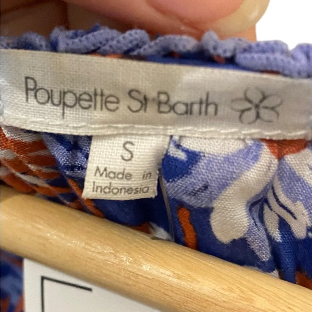 Poupette St. Barth Cotton Floral Long Sleeve V-Neck Smocked Waist Mini Dress - Picture 5 of 7